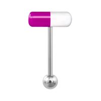 Piercing para lengua modelo pastilla magenta