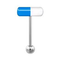 Piercing para lengua modelo pastilla celeste