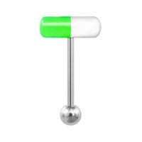 Piercing para lengua modelo pastilla verde