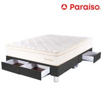 Cama Box Tarima 4 Cajones PARAISO Royal Prince Acero Queen + 2 Almohadas Viscoelásticas + Protector