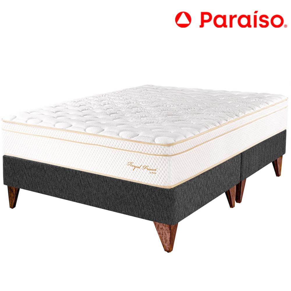 Cama Box Tarima Europea PARAISO Royal Prince Acero King + 2 Almohadas Viscoelásticas + Protector