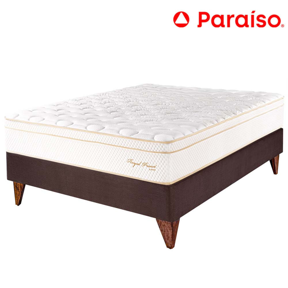 Cama Box Tarima Europea PARAISO Royal Prince Chocolate 2 Plz + 2 Almohadas Viscoelásticas + Protector