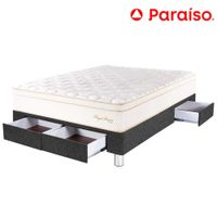 Cama Box Tarima 4 Cajones PARAISO Royal Prince Acero 2 Plz + 2 Almohadas Viscoelásticas + Protector