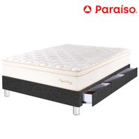 Cama Box Tarima 3 Cajones PARAISO Royal Prince Acero 1.5 Plz + 1 Almohada Viscoelástica + Protector
