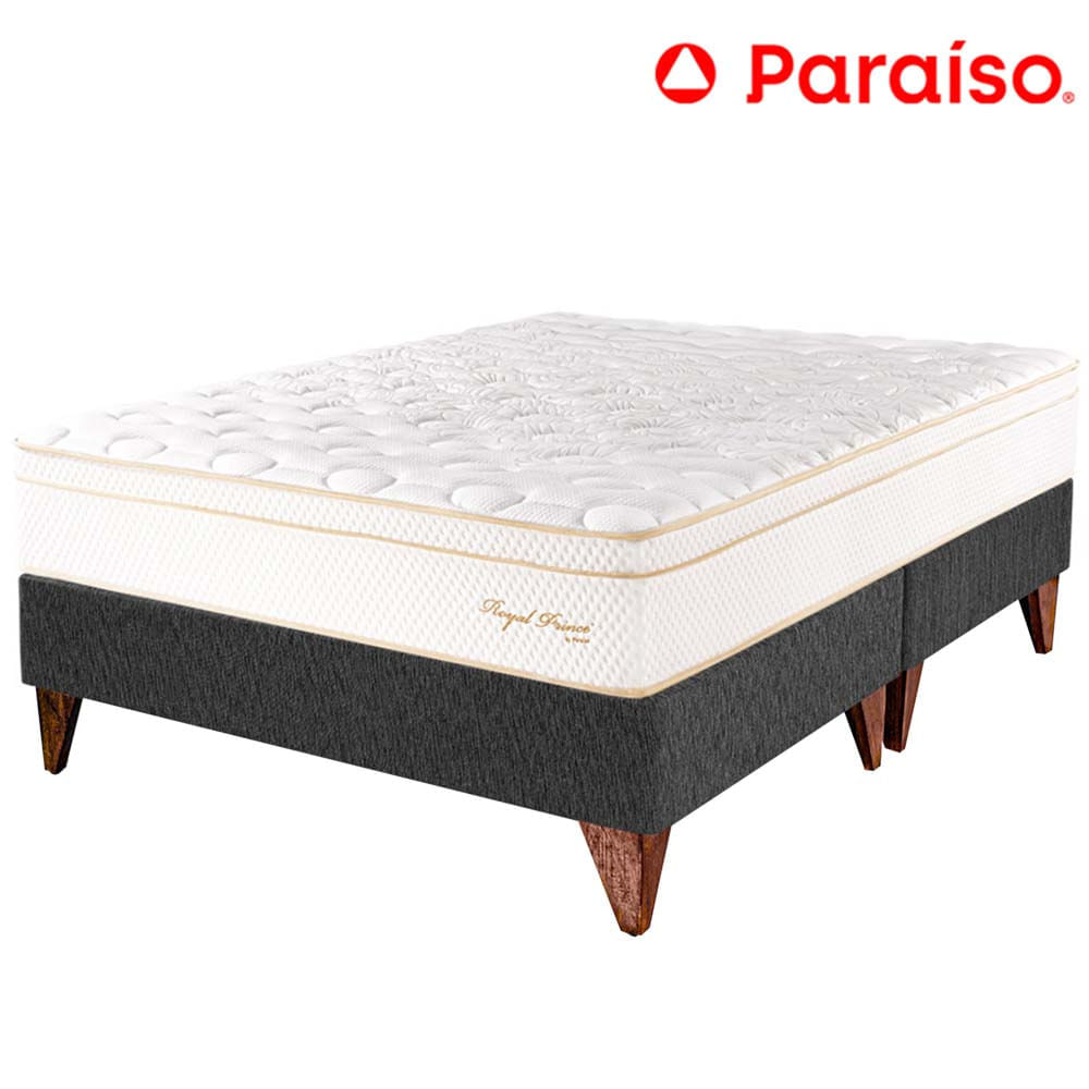 Cama Box Tarima Europea PARAISO Royal Prince Acero Queen + 2 Almohadas Viscoelásticas + Protector