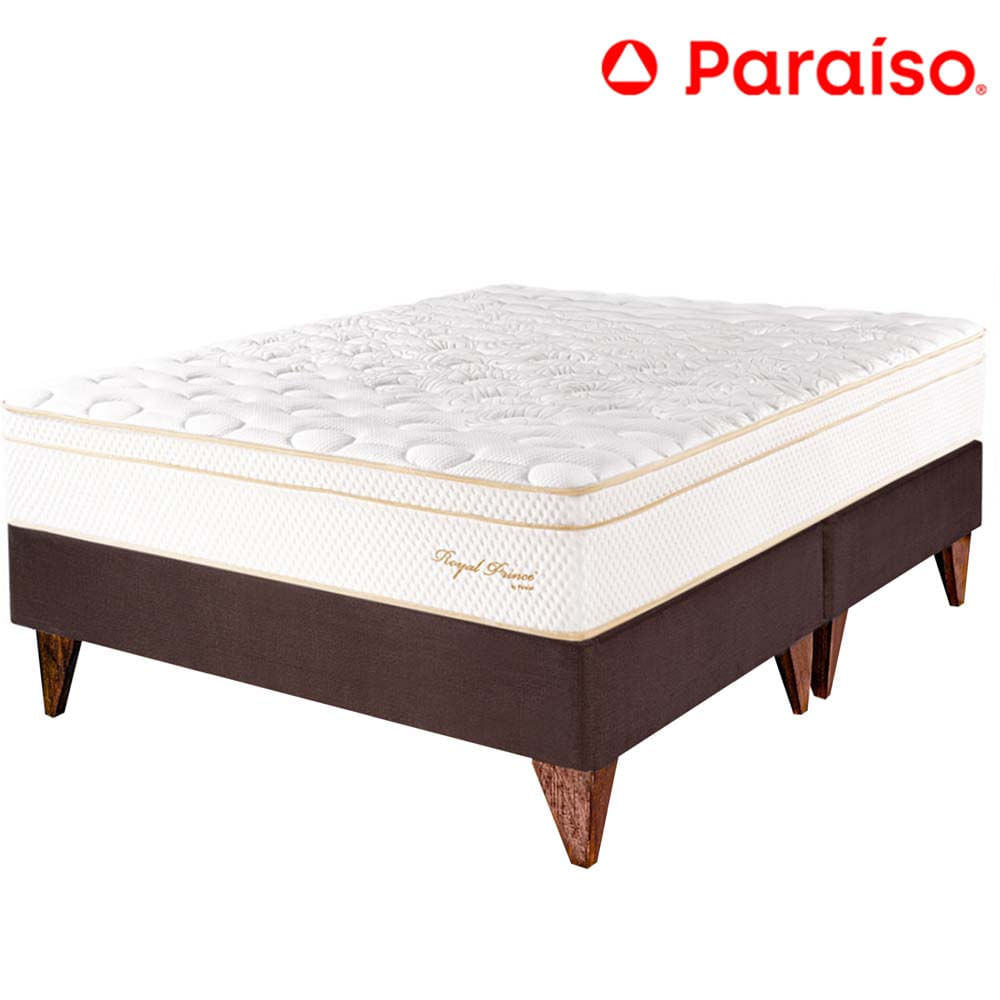 Cama Box Tarima Europea PARAISO Royal Prince Chocolate King + 2 Almohadas Viscoelásticas + Protector