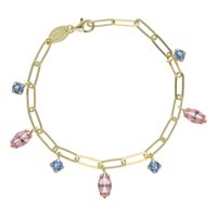 Pulsera Victoria Cruz  ajustable marquesa color rosa bañada en oro