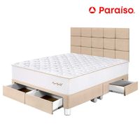 Dormitorio PARAISO Royal Elizabeth C/Cajones Queen + Cabecera Blocks Champagne
