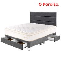Dormitorio PARAISO Royal Prince C/Cajones Queen + Cabecera Blocks Gris
