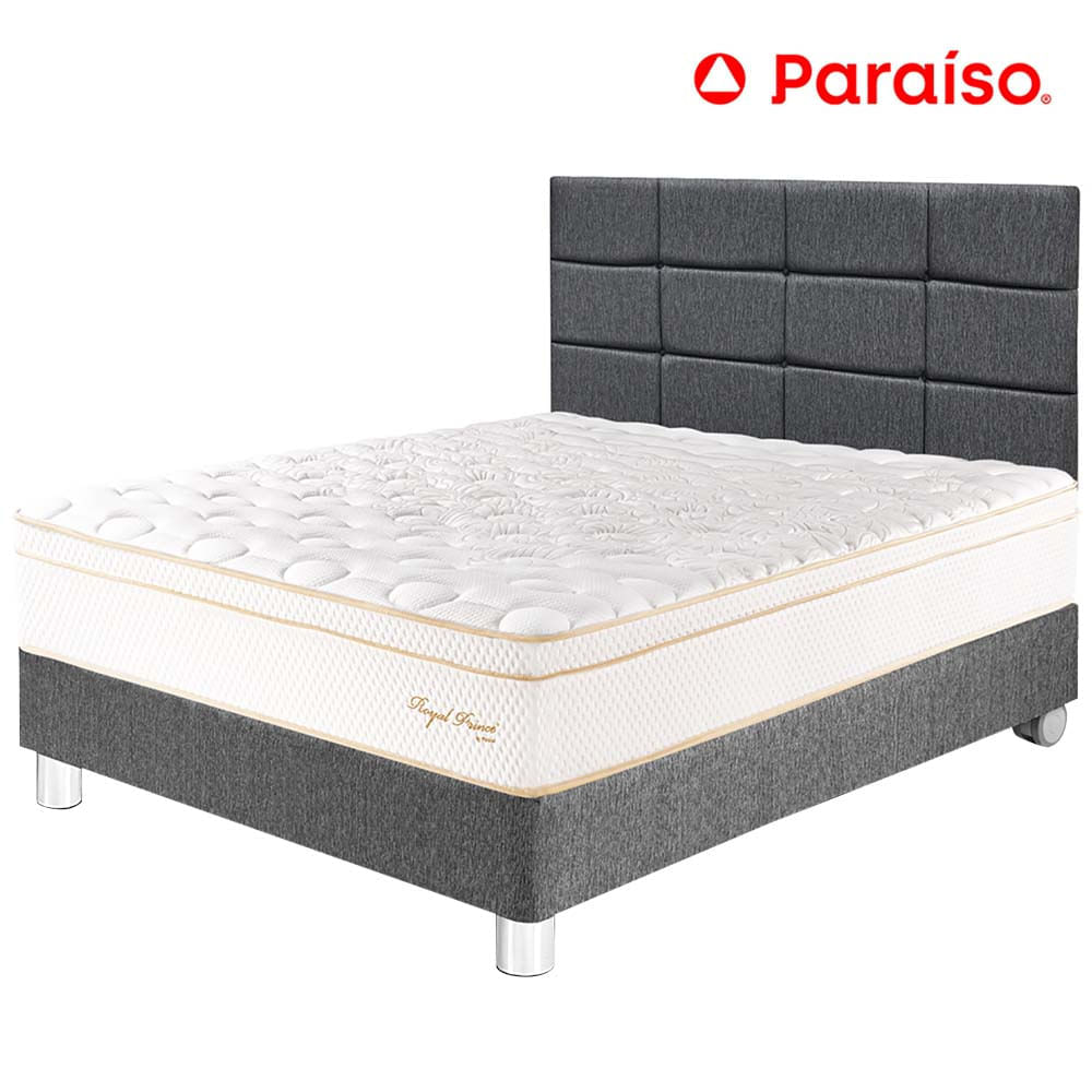 Dormitorio PARAISO Royal Prince 2 Plazas + Cabecera Blocks Gris