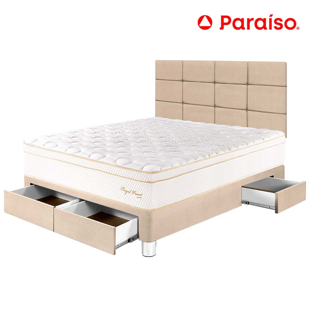 Dormitorio PARAISO Royal Prince C/Cajones 2 Plazas + Cabecera Blocks Champagne