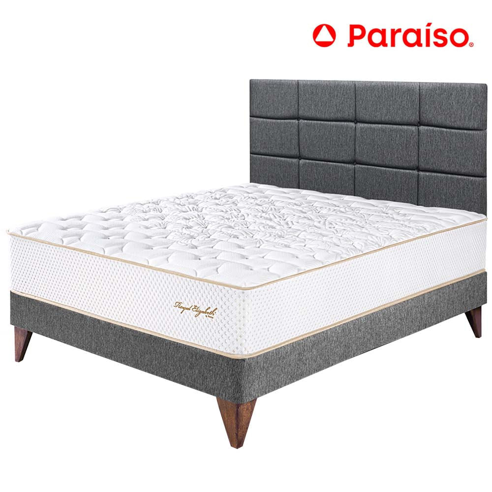 Dormitorio PARAISO Euro Royal Elizbeth 2 Plazas + Cabecera Blocks Gris