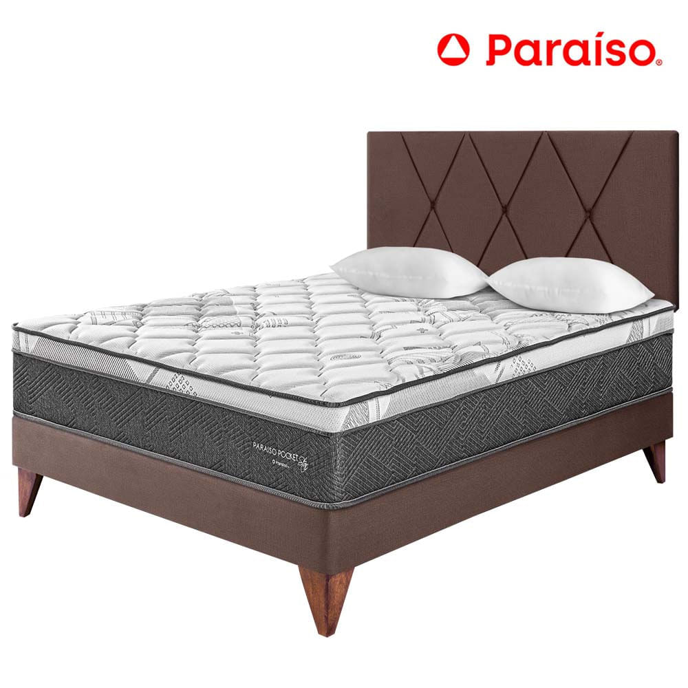 Dormitorio PARAISO Euro Pocket Star 2 Plazas + Cabecera Loft Chocolate