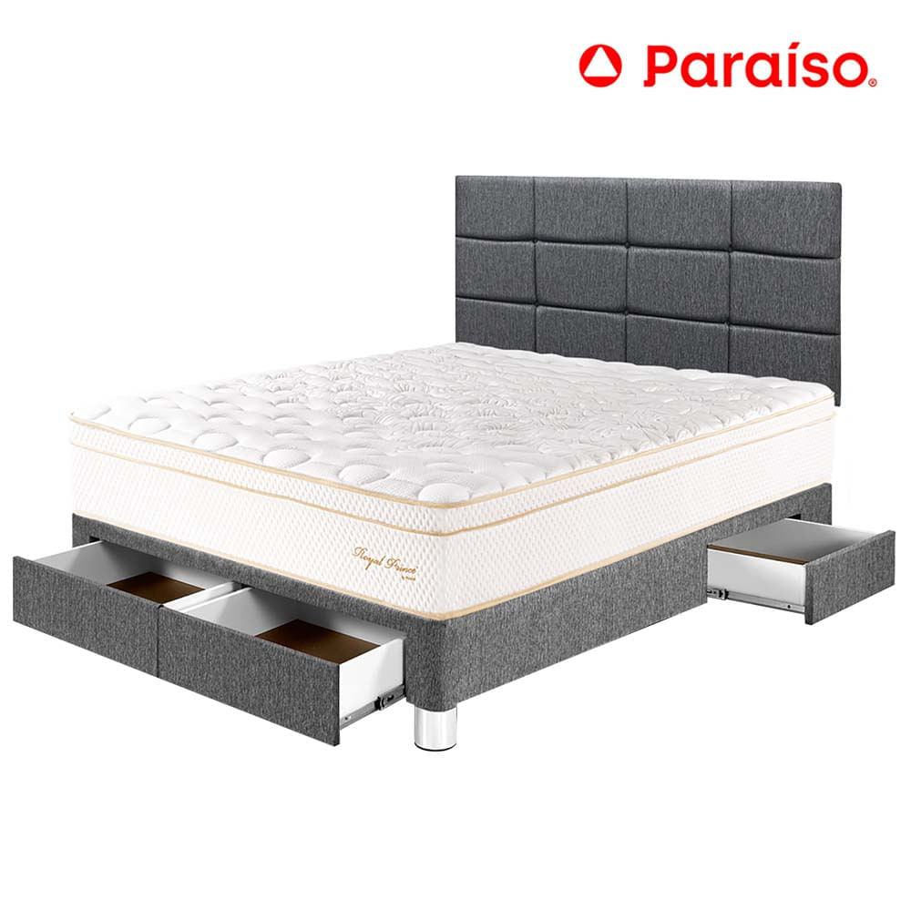 Dormitorio PARAISO Royal Prince C/Cajones 2 Plazas + Cabecera Blocks Gris