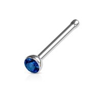 Piercing para nariz nostril palito recto con strass azul