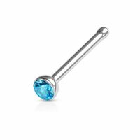Piercing para nariz nostril palito recto con strass celeste