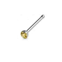 Piercing para nariz nostril palito recto con strass amarillo