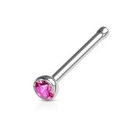 Piercing para nariz nostril palito recto con strass fucsia