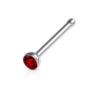 Piercing para nariz nostril palito recto con strass rojo