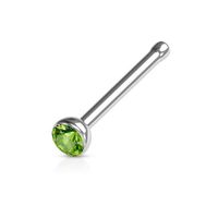 Piercing para nariz nostril palito recto con strass verde
