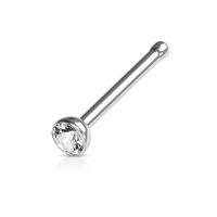 Piercing para nariz nostril palito recto con strass transparente