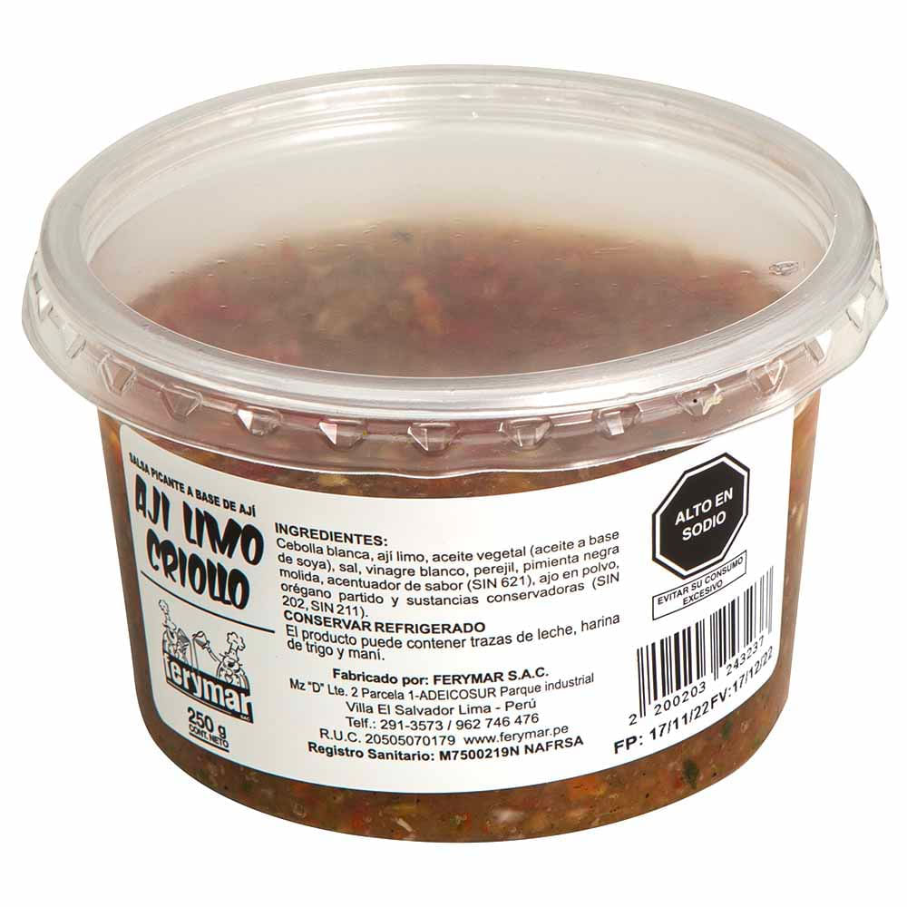 Ají Limo Criollo FERYMAR Envase 250g