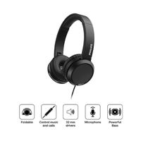 Audífono Micrófono Philips TAH4105BK Extra Bass Plegable Black