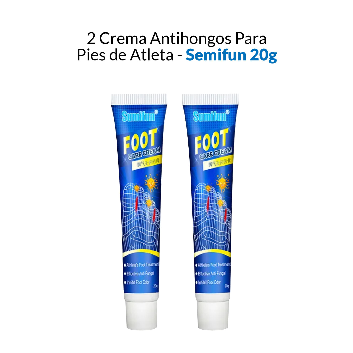 2 Crema Antihongos Para Pies de Atleta - Semifun 20g