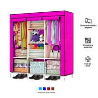 Ropero Perchero Organizador Armario Closet Armable 3 Cuerpos con Funda Color Femenino