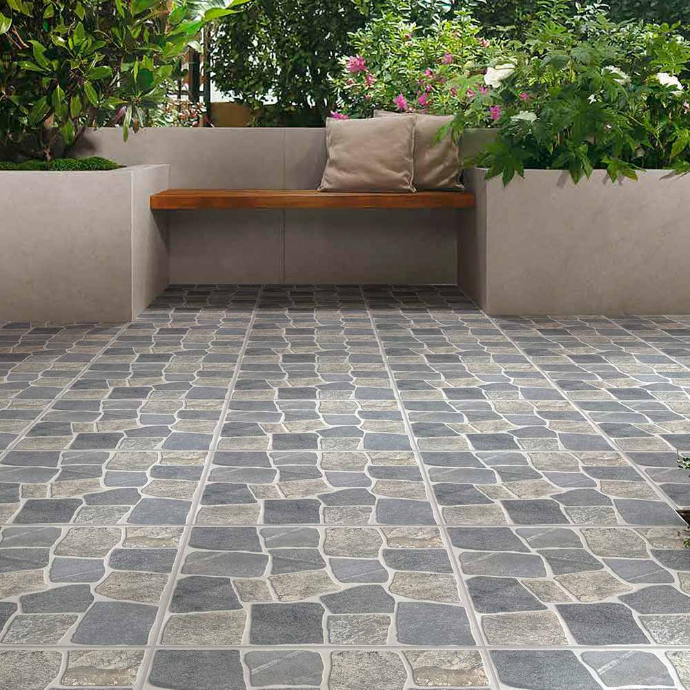 Piso Cerámico Tipo Piedra Laja Gris 45x45cm 2.23m2 Celima