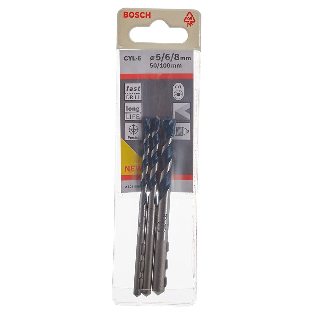 Set 3 Piezas Bosch Broca Muro CYL-5 de 5 6 y 8mm