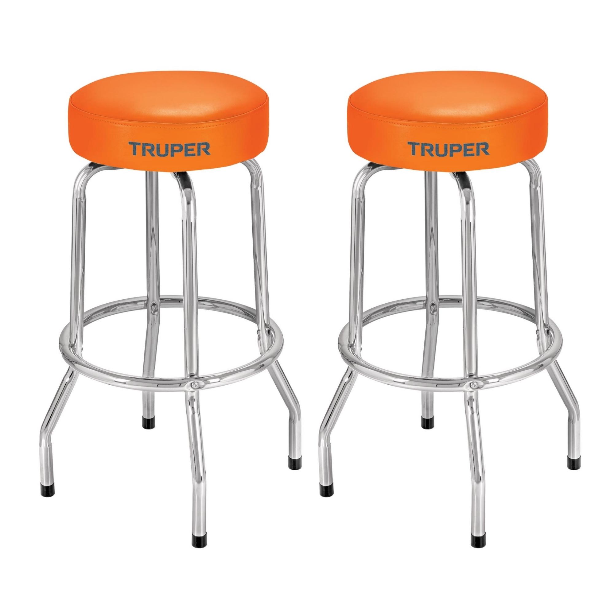 Banco bar, asiento giratorio acero cromado, 2 unidades Truper