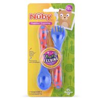 Tenedor y Cuchara para Bebé Nuby Azul