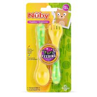 Tenedor y Cuchara para Bebé Nuby Amarillo