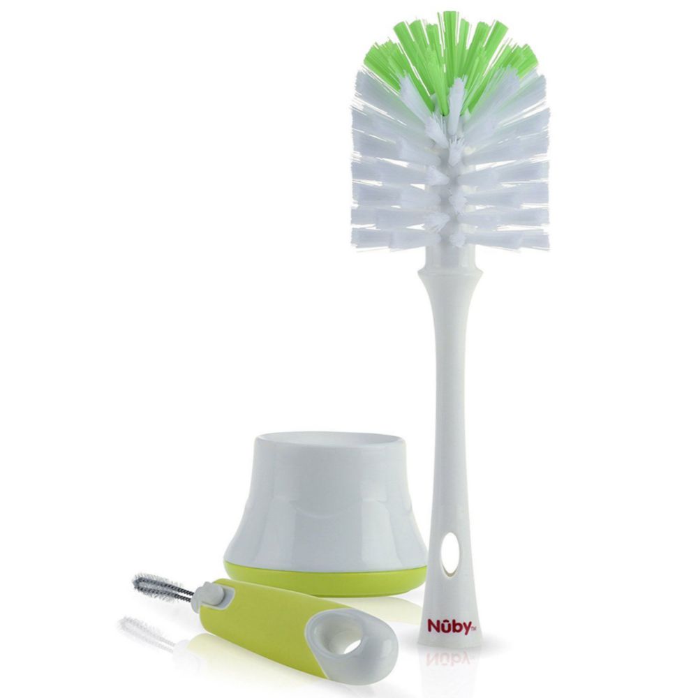 Escobilla 2 En 1 Para Biberón y Tetina Para Bebé Nuby Verde