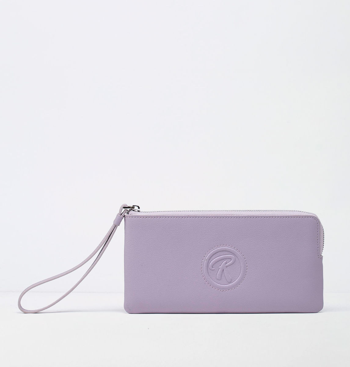 POUCH BAG EN CUERO GRABADO CON LOGO DE MARCA