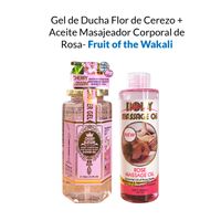 Gel de Ducha Flor de Cerezo + Aceite Masajeador Corporal de Rosa- Fruit of the Wakali