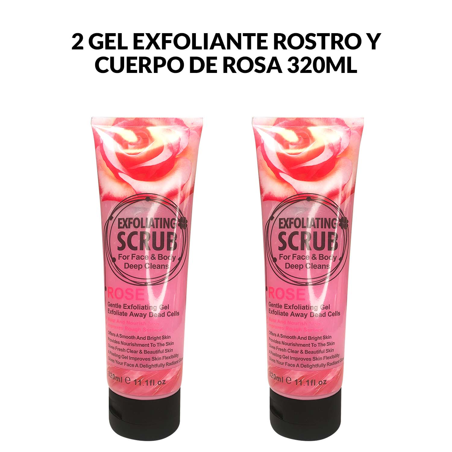2 Gel Exfoliante Rostro y Cuerpo de Rosa 320ml