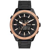 Reloj Fossil Brox BQ2581 Digital Analógico Luz Acero Inoxidable Negro Dorado