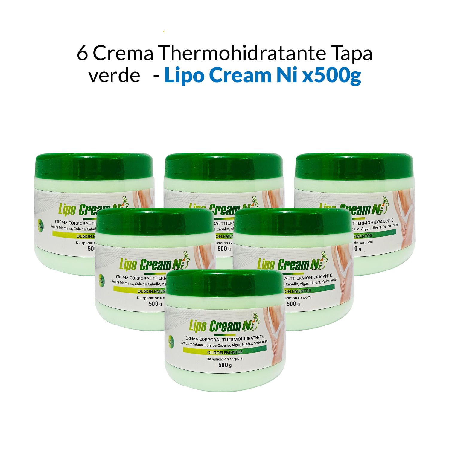 6 Crema Corporal Thermohidratante Tapa Verde- Lipo Cream Ni 500gr