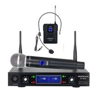 Micrófono inlámbrico frecuencia UHF, receptor Base, x2 UN (Convencional + bodypack)