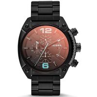 Reloj Diesel Overflow DZ4316 Fecha Cronometro Cristal Iridiscente Acero Inoxidable Negro