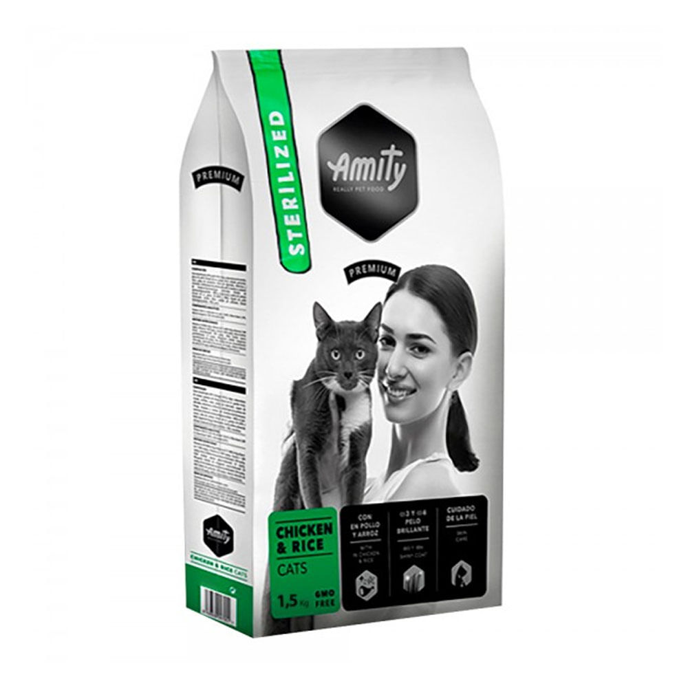 Amity Premium Pollo Y Arroz para Gatos Esterilizados 1.5Kg