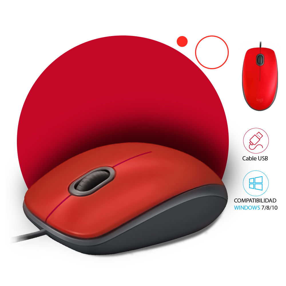 Mouse Logitech M110 Silent USB Rojo