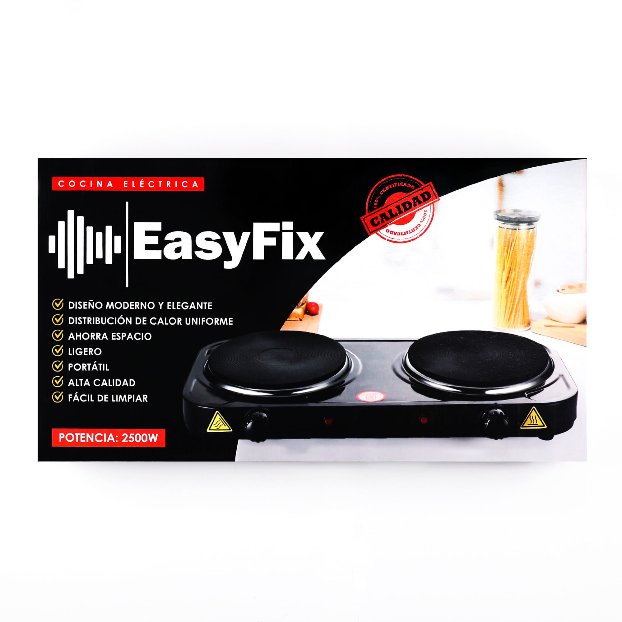Cocina Eléctrica 2 hornillas EasyFix Negra