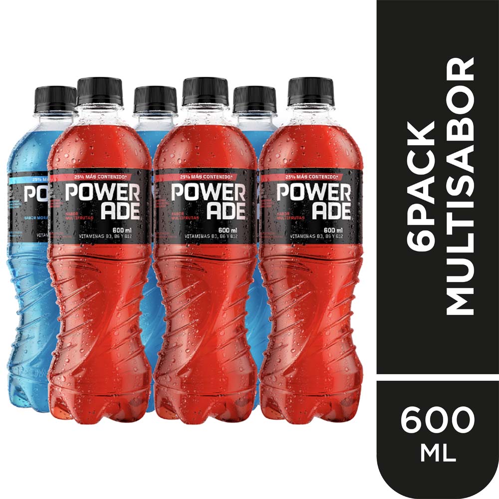 Rehidratante POWERADE Mix Botella 600ml Paquete 6un