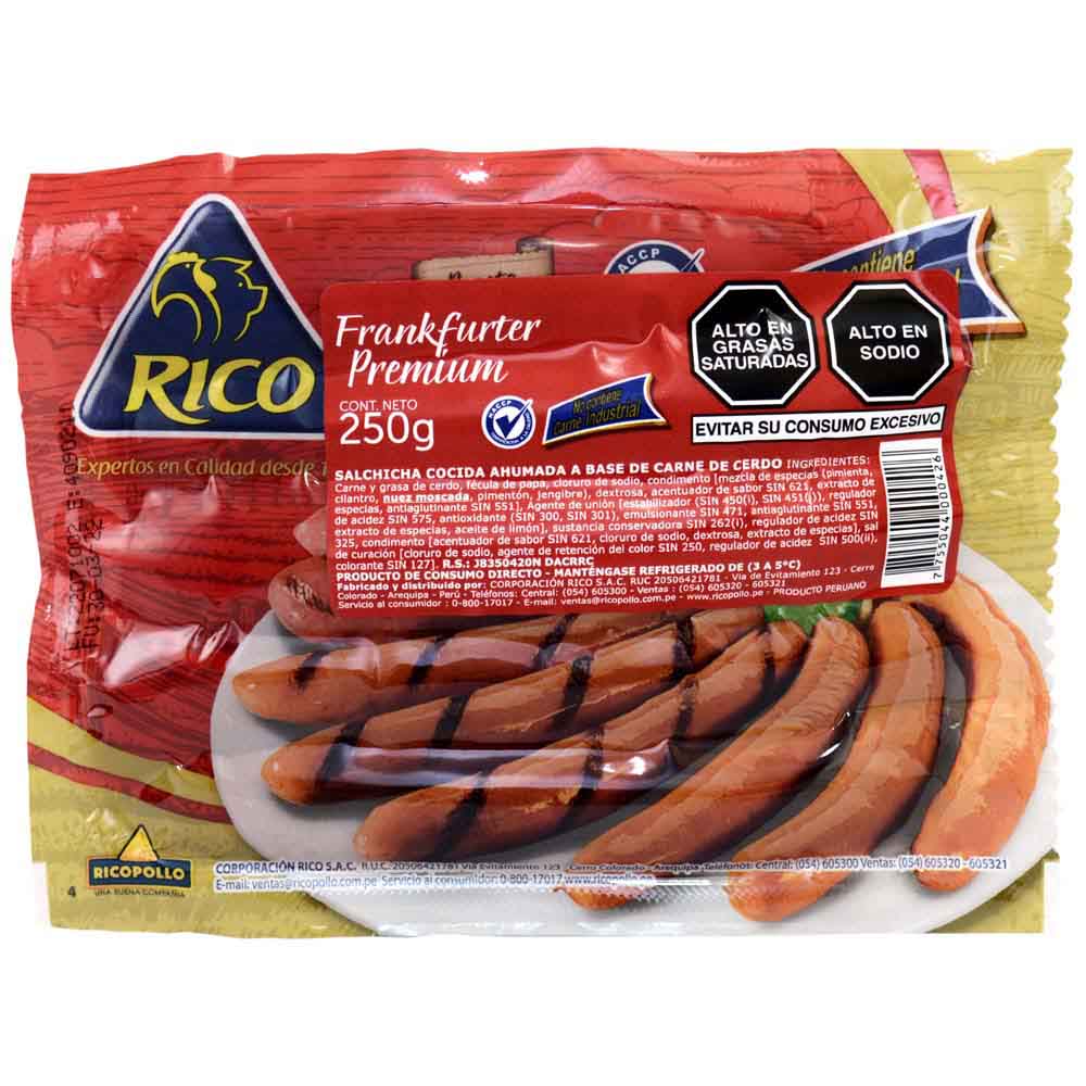 Frankfurter RICO POLLO Paquete 250g