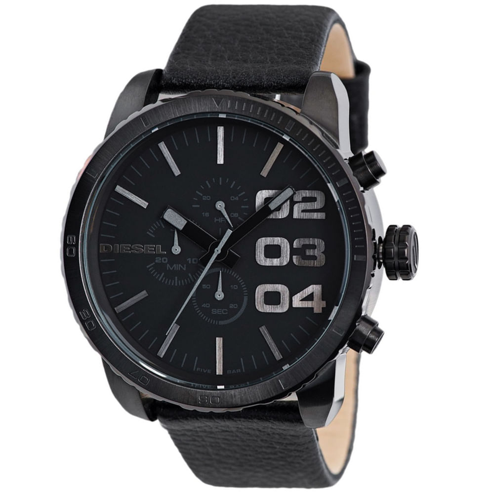 Reloj Diesel Double Down DZ4216 Cronometro Correa de Cuero Negro