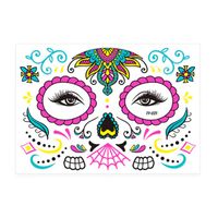 Sticker Tatuaje Temporal neón mandala Catrina disfraz Halloween