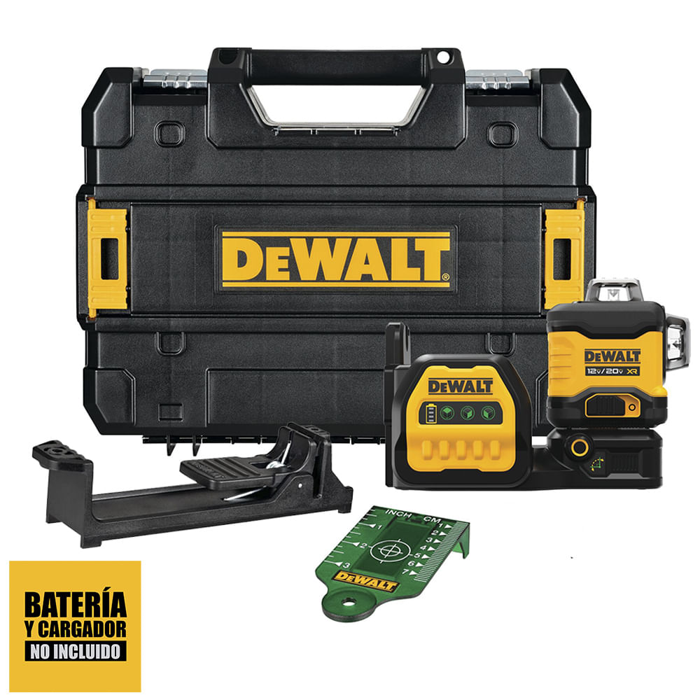 Nivel Láser de 3 Líneas x 360° 20V Max Luz Verde 70 Mts Baretool Dewalt DCLE34030GB